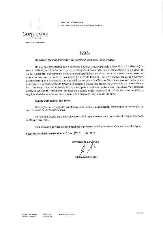 2018 01 11 Campainha Rua colocação de espelho parabólico 1
