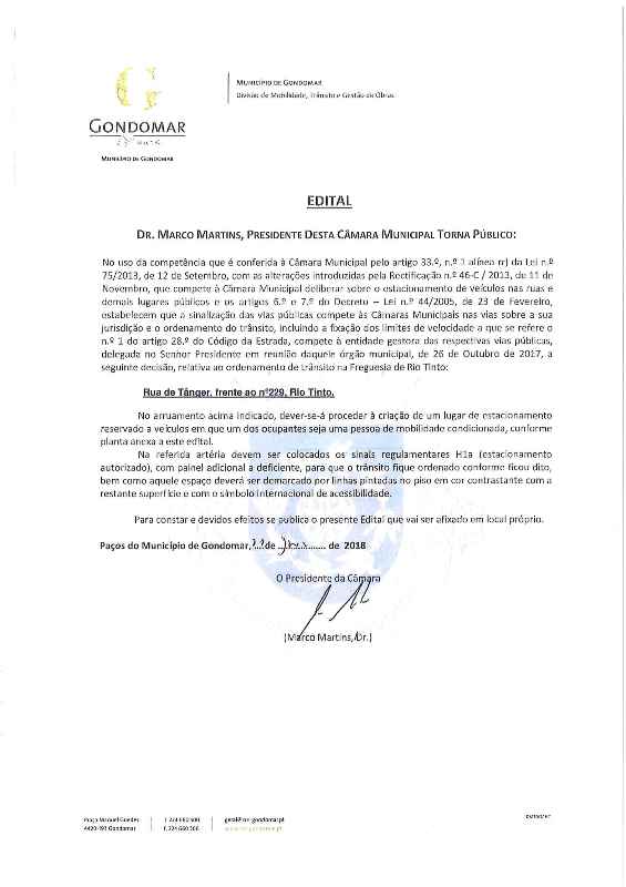 2018 01 21 Tanger Rua de estacionamento para veículos de mobilidade reduzida 1