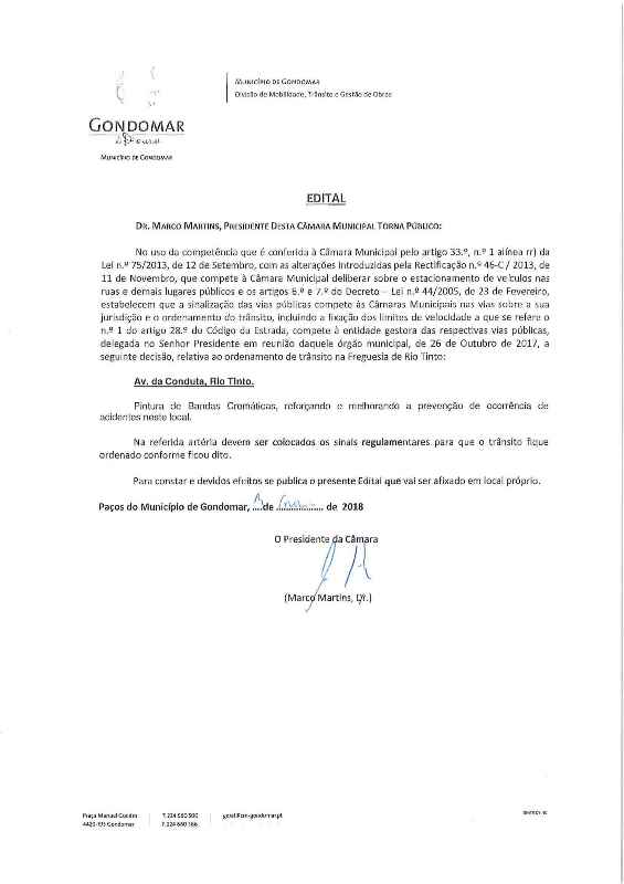 2018 02 14 Conduta Avenida colocação de bandas cromáticas 1