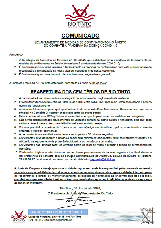 2020 05 02 Reabertura dos cemitérios